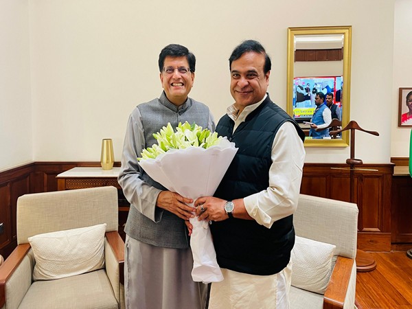 Assam CM Himanta Biswa Sarma with Union Minister Piyush Goyal on Tuesday. (Photo/X)