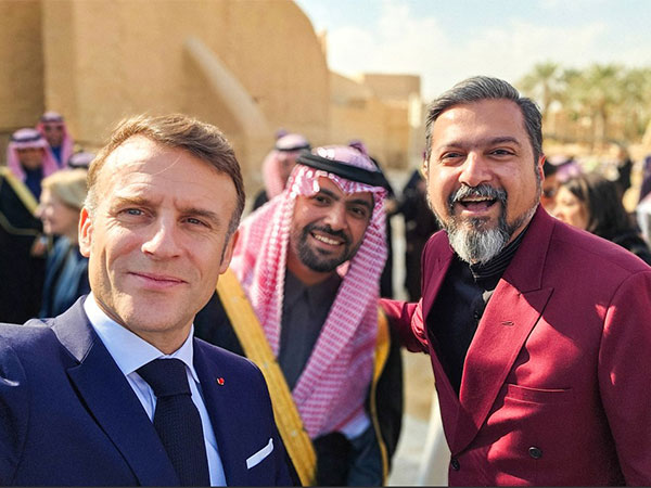  French President Emmanuel Macron, Prince Badr bin Abdullah bin Farhan Al Saud, Rickey Kej (Image source: X/ @rickykej) 