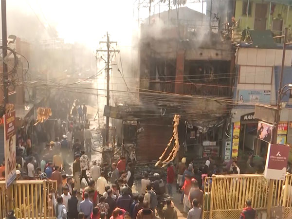 Visuals from the fire at market in Ranchi (Photo/ANI)