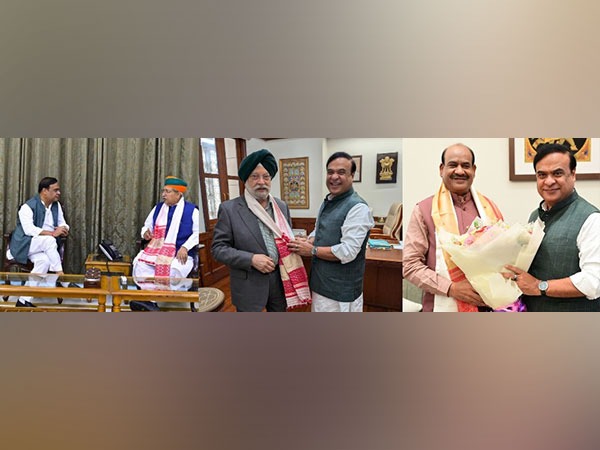 Assam CM Himanta Biswa Sarma meets Union Ministers Hardeep Singh Puri, Arjun Ram Meghwal and Lok Sabha Speaker Om Birla (Photo/X:@himantabiswa)