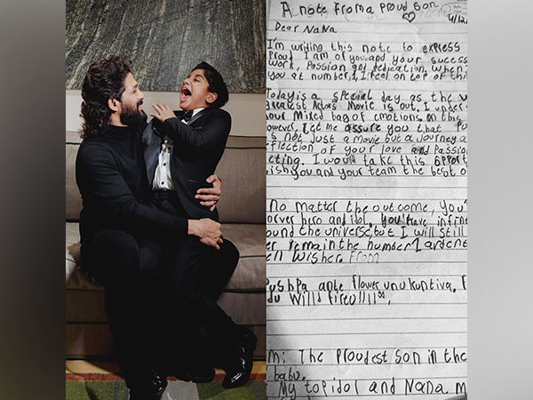 Allu Arjun and his son Ayaan/Ayaan's letter (Image source:Instagram/alluarjunonline)