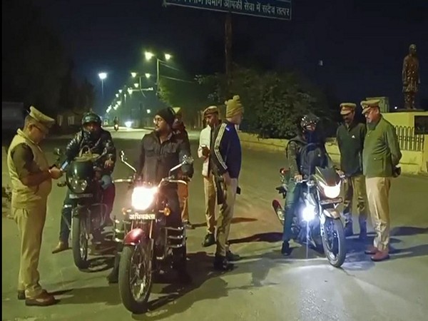 Early morning inspections by Lucknow police officers to enforce traffic safety and noise control regulations. (Photo/ANI)