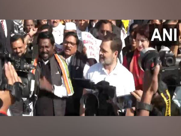 Opposition MPs wear jackets symbolising their protest over the Adani issue (Photo/ANI)