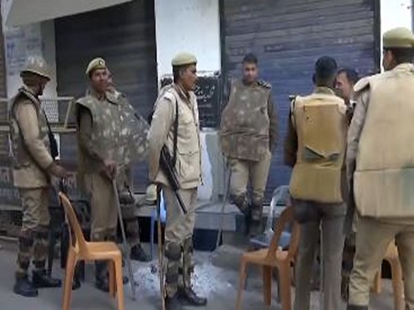 Police personnel deployed in Sambhal. (Photo/ANI)