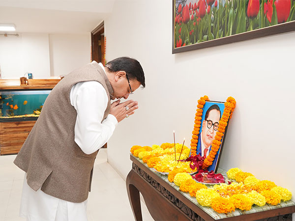 Uttarakhand CM Dhami pays tribute to Dr BR Ambedkar (Photo/ANI) 