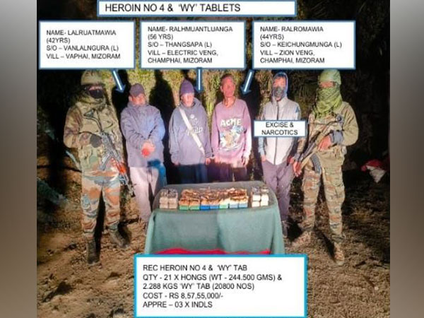 Assam Police seize Heroin and Yaba tablets worth 8.57 crore (Photo/Assam Rifles)