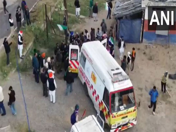 A drone visual of an injured farmer been taken to the hospital. *(Photo/ ANI)