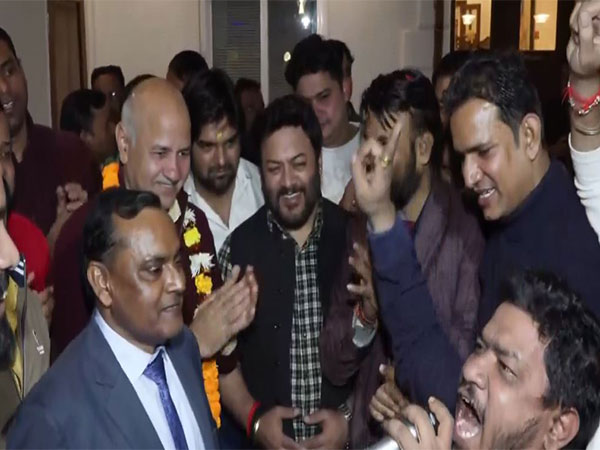 Visuals of AAP leaders celebrating after release of second list (Photo/ANI)