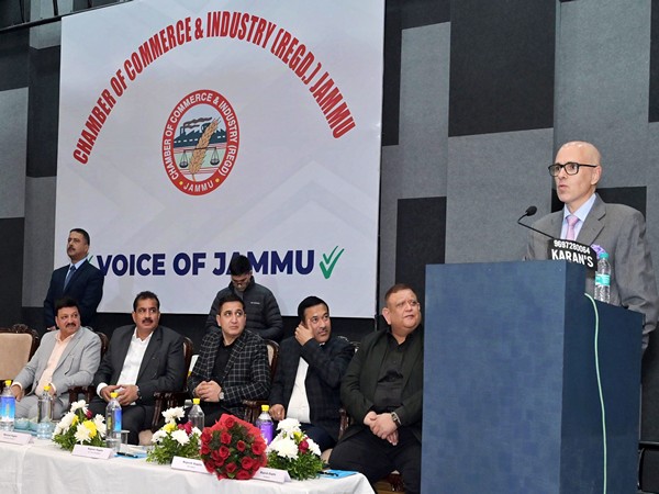 J-K CM Omar Abdullah addresses Chamber of Commerce and Industry program. (Photo/ANI) 