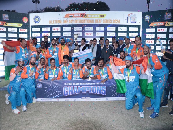 Indian Deaf Cricket Team after winning bilateral ODI Deaf cricket series against Sri Lanka (Image: IDCA media)