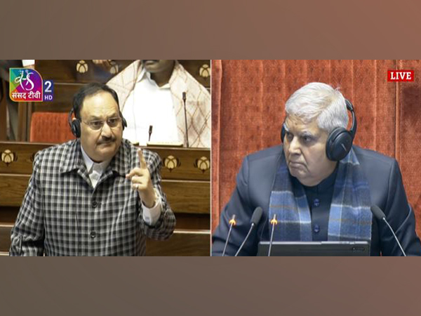 BJP leader JP Nadda and Rajya Sabha Chairman Jagdeep Dhankhar (Photo/Sansad tv)