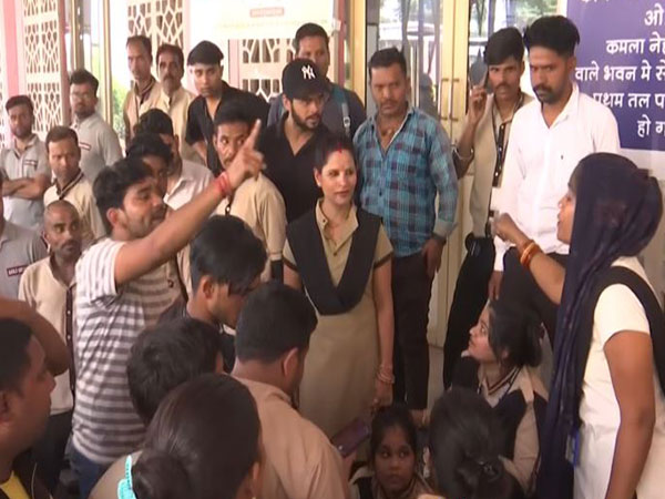 Outsourced Employees on strike (Photo/ANI)