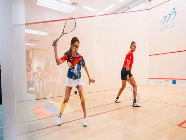  Anahat Singh and Akanksha Salunkhe in action. (Photo- (World Squash/Olympics.com)