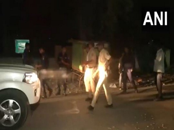 A team of Nanded police patrols in violence-hit  Maharashtra's Parbhani city (Photo/ANI)