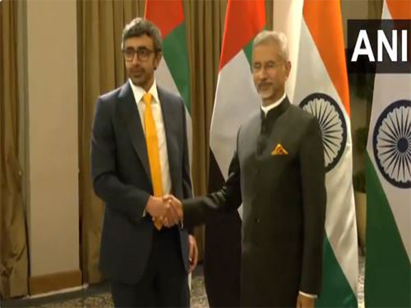 External Affairs Minister S Jaishankar and UAE FM Sheikh Abdullah bin Zayed Al Nahyan (Photo/ANI)