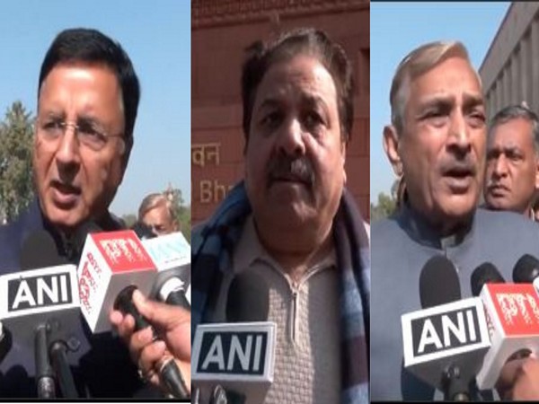 Congress MP Randeep Surjewala, Rajeev Shukla & Pramod Tiwari  (Photo/ANI)