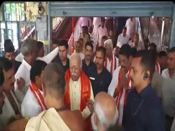 RSS chief Mohan Bhagwat visits Kanaka Durga Temple in AP's Vijayawada (Photo/ANI)