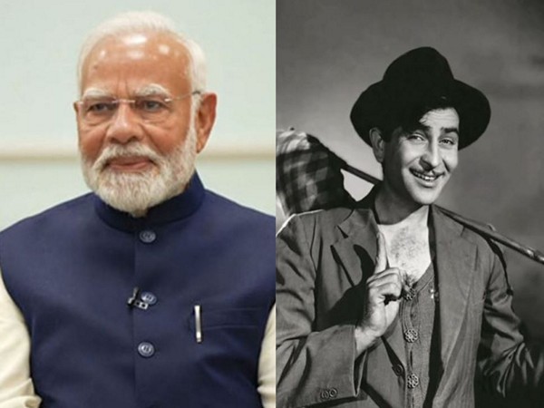 PM Modi, Raj Kapoor (Photo/PMO/@sairabanu)