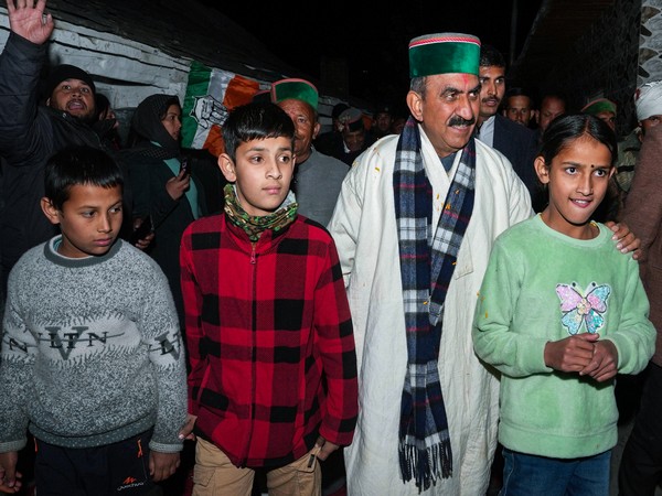 Himachal CM Sukhvinder Singh Sukhu interacts with children during Sarkar Gaon Ke Dwar initiative (Photo/ANI)