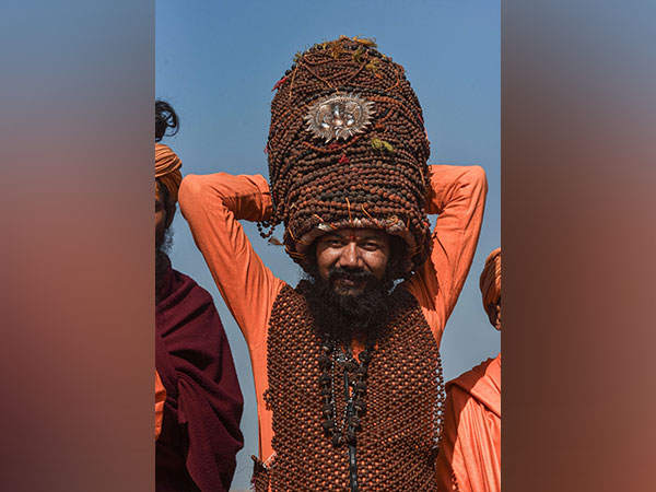 A sadhu wears 1.25 lakhs rudrakshas for the upcoming Mahakumbh-2025, in Prayagraj (Photo/ANI)