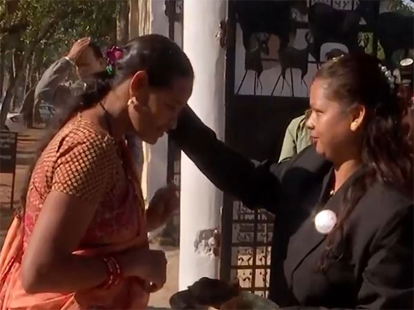 Surrendered Naxals welcomed at the Bastar Academy of Dance Art and Literature. (Photo/ANI)