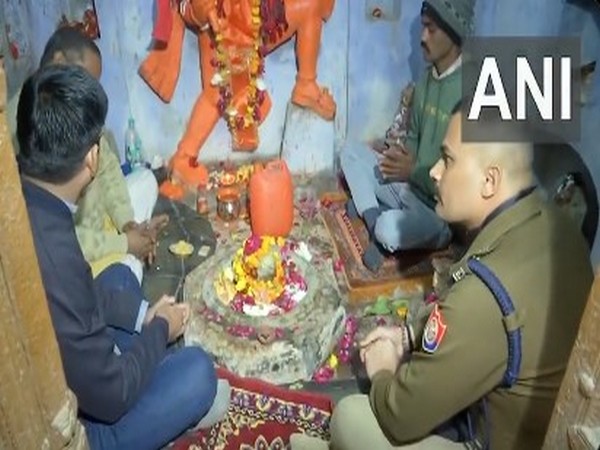 Visuals from the prayer ceremony, in which the Sambhal SP and DM took part, at the newly discovered temple. (Photo/ ANI)