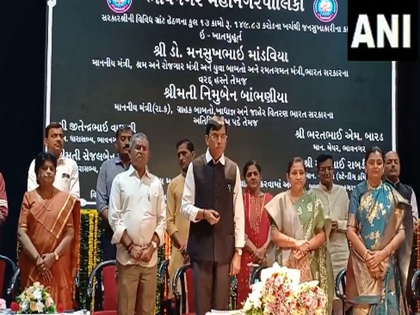 Union Minister Mansukh Mandaviya inaugurated projects worth Rs 149 crores in Bhavnagar, Gujarat (Photo/ANI)