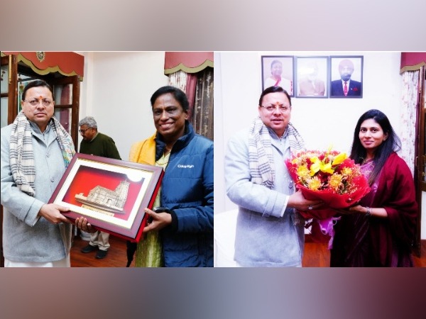 Pushkar Singh Dhami with Union Minister of State, Raksha Khadse and IOA President PT Usha (Picture: Uttarakhand CMO)