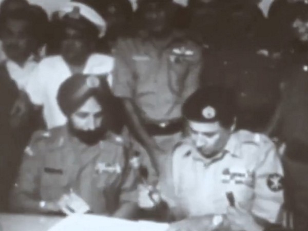 Pakistan signs surrender document in 1971. (Photo/Screenrab of video by @adgpi)
