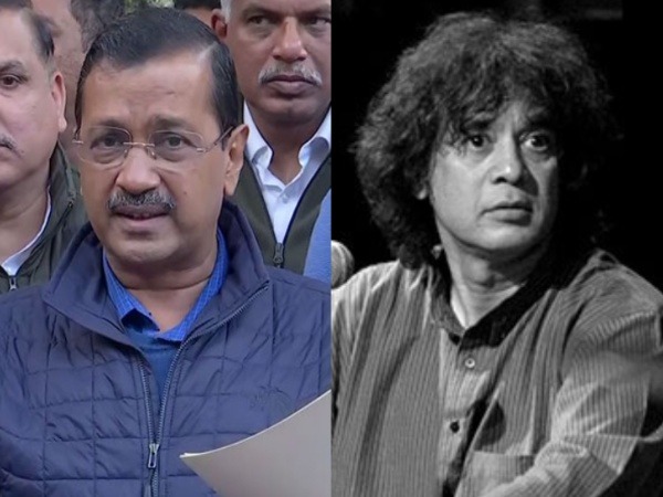 AAP chief Arvind Kejriwal and Zakir Hussain (Photo/ ANI/ x/@imbhandarkar)