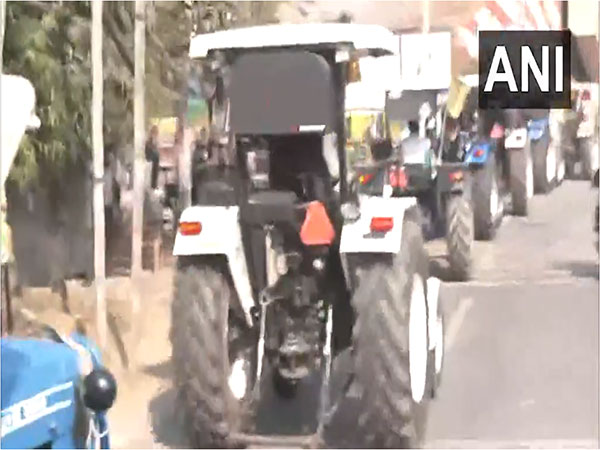 Tractors move towards Punjab-Haryana Shambhu border. (Photo/ANI)