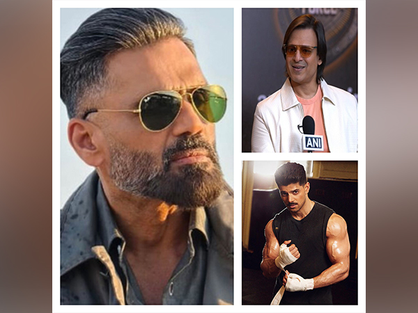Actors Suniel Shetty, Vivek Oberoi and Sooraj Pancholi (Image source: ANI and Instagram)