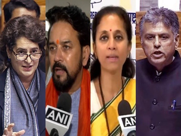 Congress leaders Priyanka Gandhi Vadra, BJP leader Anurag Thakur, NCP (SCP) Supriya Sule, and Congress leader Manish Tewari (Photo/ANI)