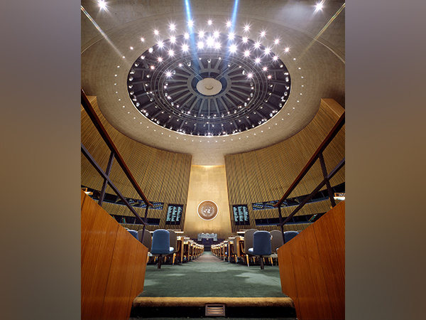 View of the empty General Assembly hall from its main aisle (Image/UN)