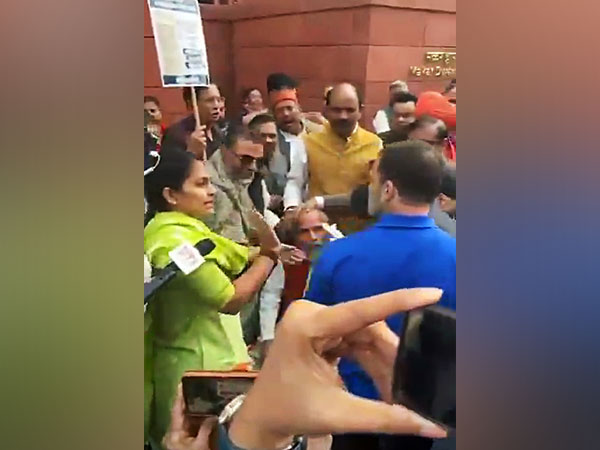 Rahul Gandhi and BJP MP Pratap Chandra Sarangi, who sustained injuries in parliament premises after an alleged scuffle between the opposition and ruling alliance. (Photo/ANI)