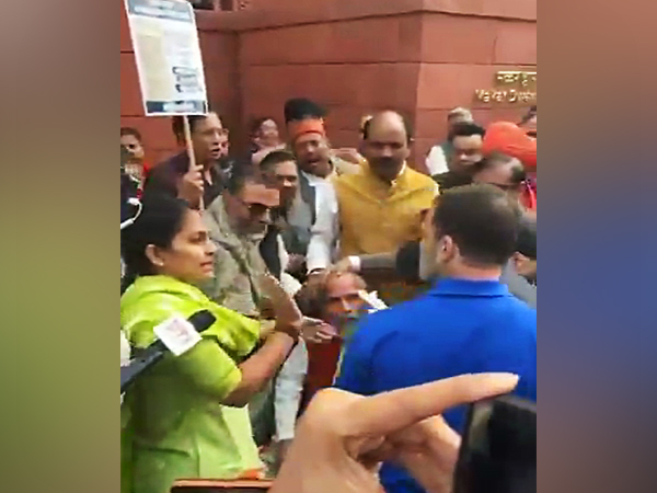 Lok Sabha LoP Rahul Gandhi and BJP MP Pratap Chandra Sarangi, who sustained injuries in parliament premises (Photo/ANI)