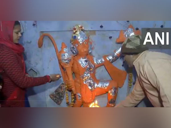 Devotees offering prayers at the Shiv-Hanuman Temple in Sambhal(Photo/ANI)