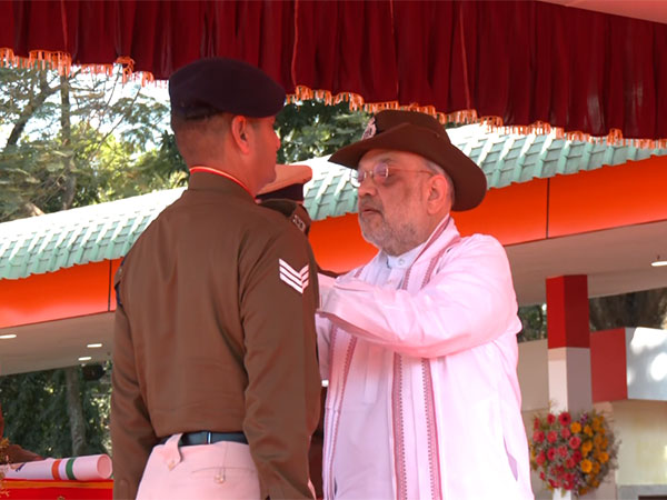 Union Home Minister, Amit Shah felicitating officers (Photo/ANI)