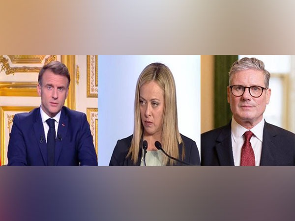 UK PM Keir Starmer (right), French President Emmanuel Macron (left), Italian PM Georgia Meloni )middle) (Image Credit: X/@KeirStarmer/@EmmanuelMacron)