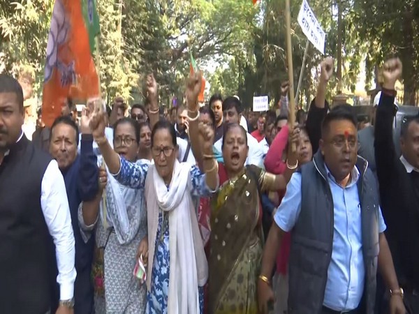 Assam BJP stage protest against Rahul Gandhi.  (Photo/ANI)