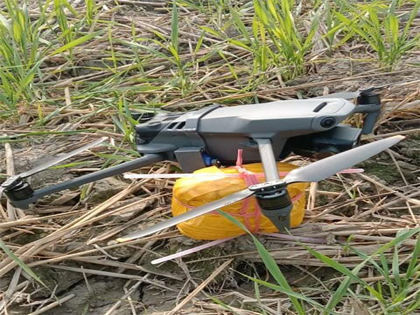 Visual of the drone along with narcotics at Punjab border (Photo/BSF)