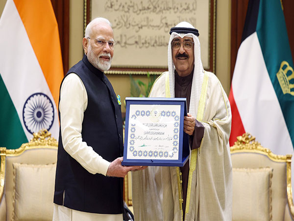 PM Narendra Modi receives Kuwait's highest honour ‘The Order of Mubarak Al Kabeer’ from Emir of Kuwait (Photo/ANI))