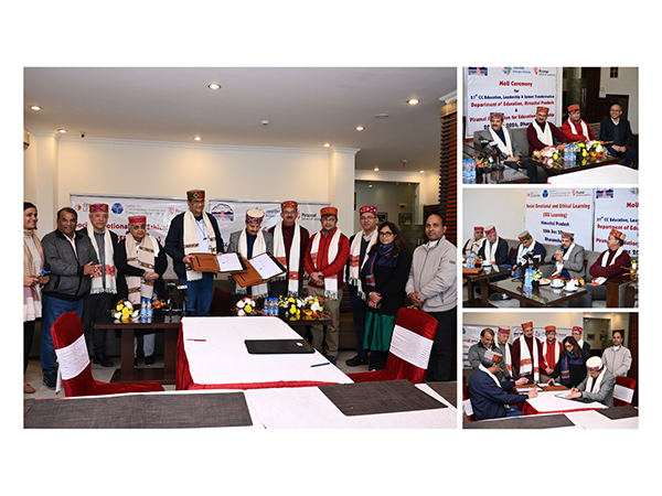 Dignitaries from the Piramal School of Leadership and Emory University along with the Himachal Pradesh Secretary of Education present during the signing of the MoU