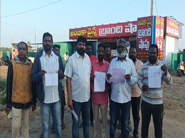 Antarvedhi villagers protest against wine shop. (Photo/ANI)