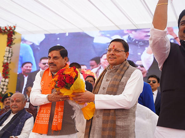 Uttarakhand CM Pushkar Singh Dhami with CM Mohan Yadav in the program (Photo/ANI)