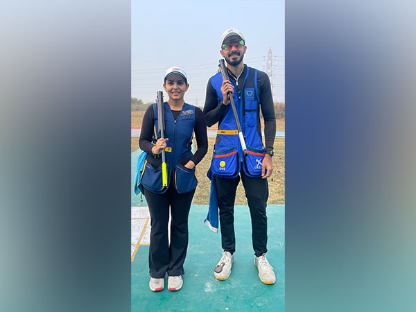 Maheshwari Chauhan and Anantjeet Singh Naruka after winning Skeet Mixed Team national title (Image: NRAI)