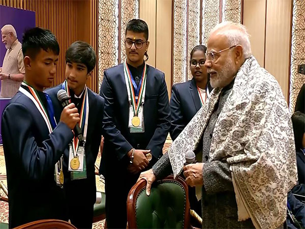 Prime Minister Narendra Modi meets and interacts with 2024 recipients of the Pradhan Mantri Rashtriya Bal Puraskar (Photo/ANI)