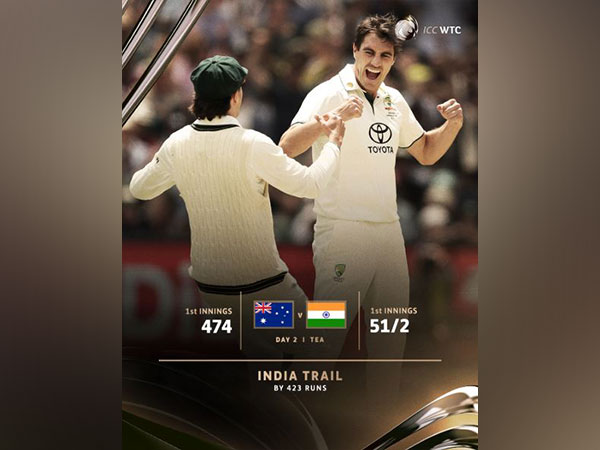 Pat Cummins celebrating a wicket. (Photo- ICC X/@ICC)