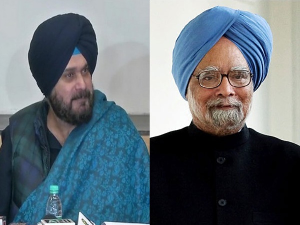 Congress leader Navjot Sidhu and former PM Manmohan Singh (Photo/ANI)