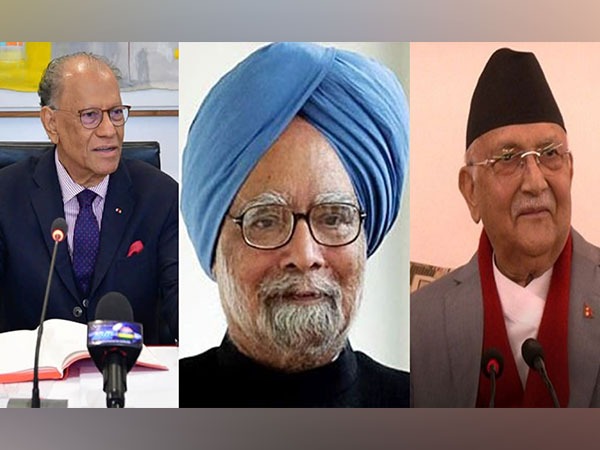 Mauritius PM Navin Ramgoolam (left), former PM Manmohan Singh (middle), Nepal's KP Sharma Oli (Image Credit: Facebook/Dr. Navin Ramgoolam, Prime Minister of Mauritius)